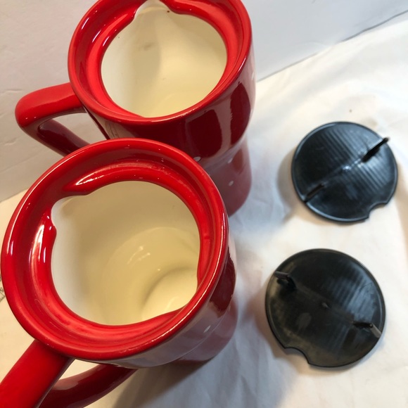 Caso Vero Ceramic Travel Mugs With Lids Holiday Reindeer Christmas 6” Tall - Picture 6 of 8